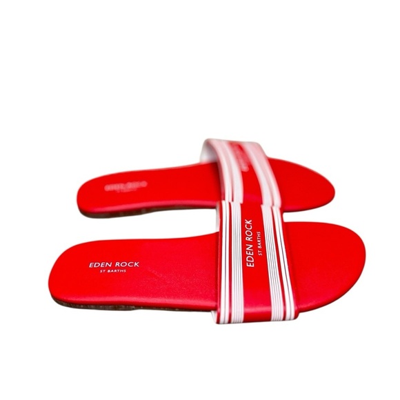 Eden Rock St Barth’s flat slip on Sandals orange white stripe size 10 - Picture 2 of 4